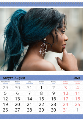 Вертикальные настенные перекидные календари - Салон красоты - узор Август